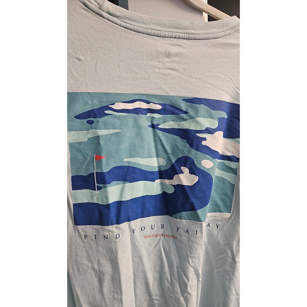 Southern Proper Mens Find Your Fairway Golf Graphic Pocket T-Shirt Blue XXL